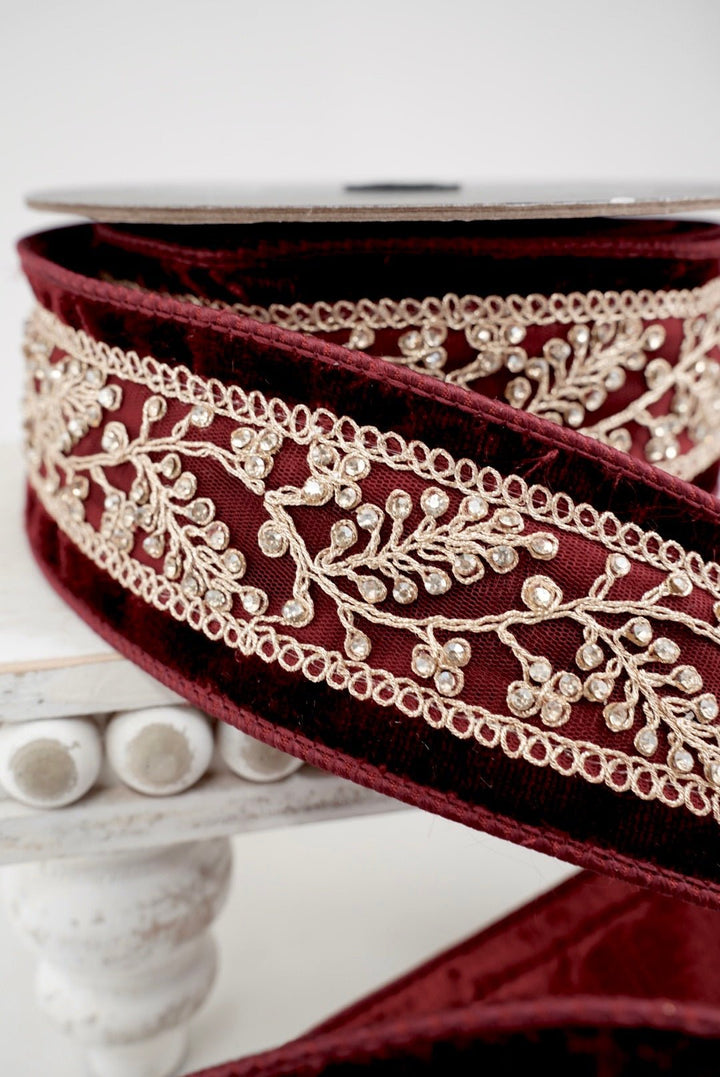 Farrisilk Burgundy Odette Wired Ribbon - 2.5" - Greenery MarketWired RibbonRK964-11