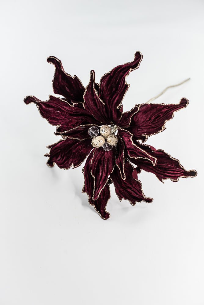 Farrisilk Burgundy Velvet Poinsettia Clip - 10" - Greenery MarketCF066-11