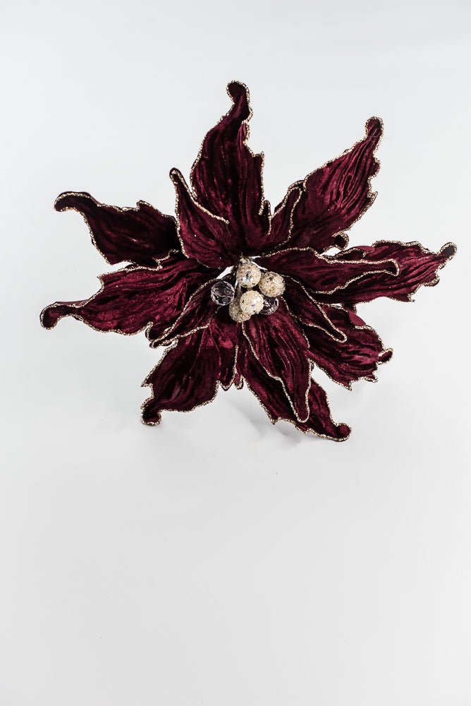 Farrisilk Burgundy Velvet Poinsettia Clip - 10" - Greenery MarketCF066-11