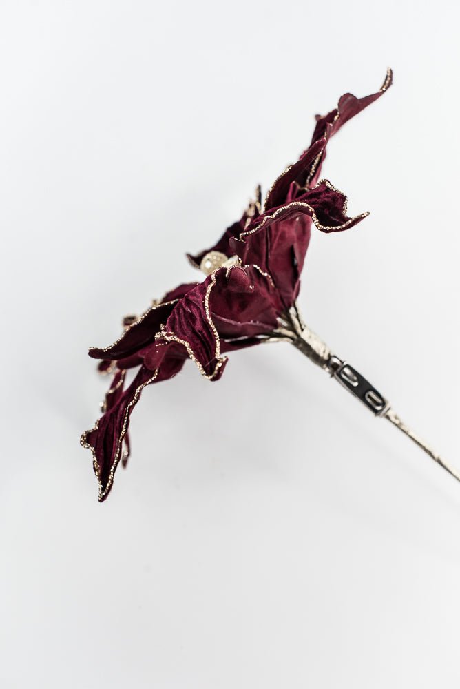 Farrisilk Burgundy Velvet Poinsettia Clip - 10" - Greenery MarketCF066-11