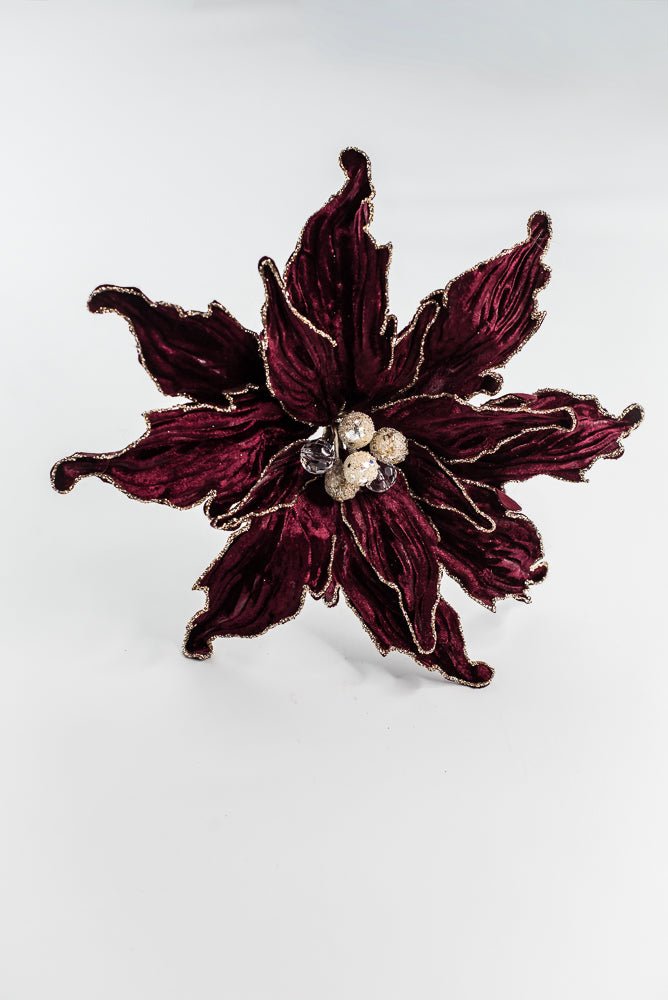 Farrisilk Burgundy Velvet Poinsettia Clip - 10" - Greenery MarketCF066-11