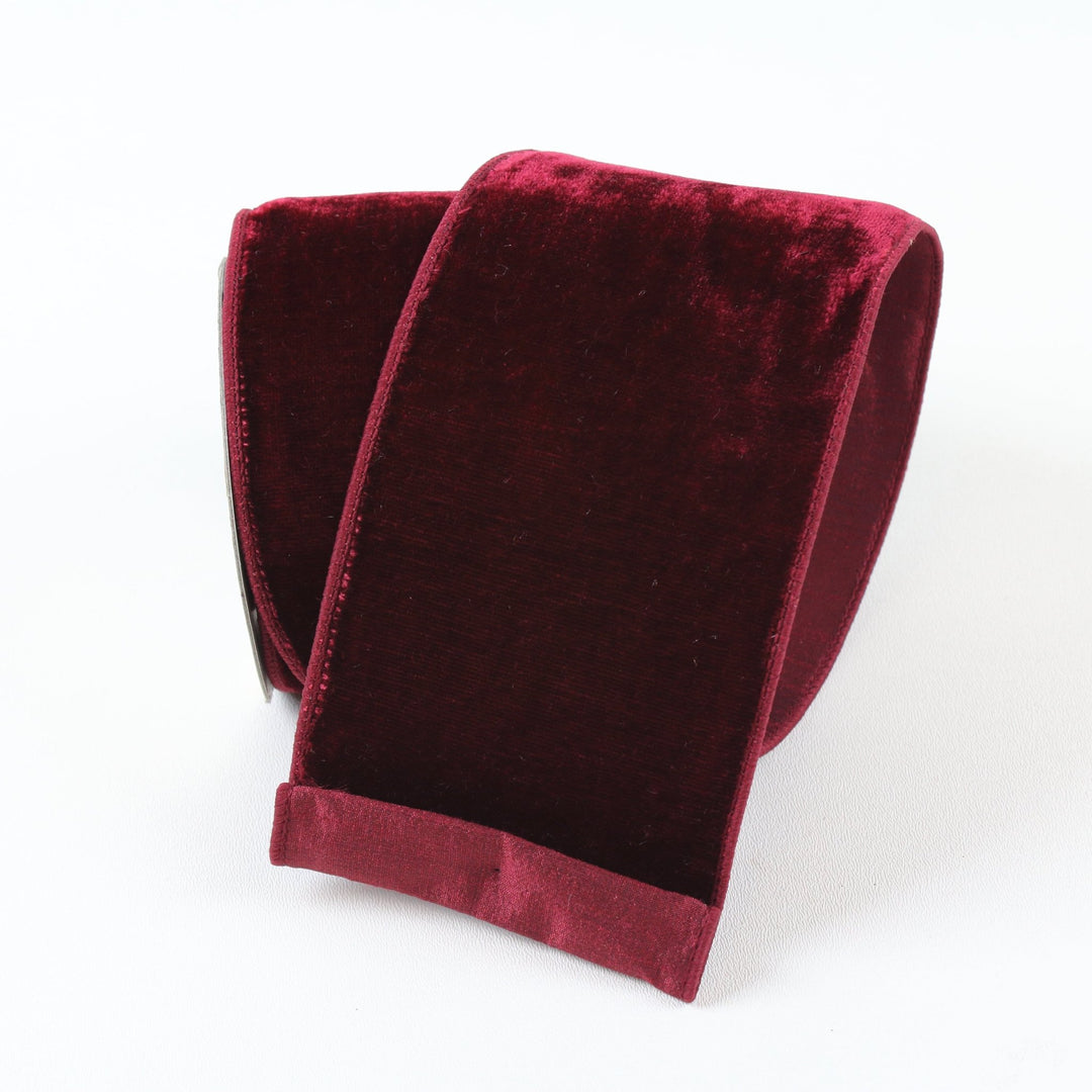 Farrisilk Burgundy Velvet Wired Ribbon - 4" - Greenery MarketWired RibbonRG804-11