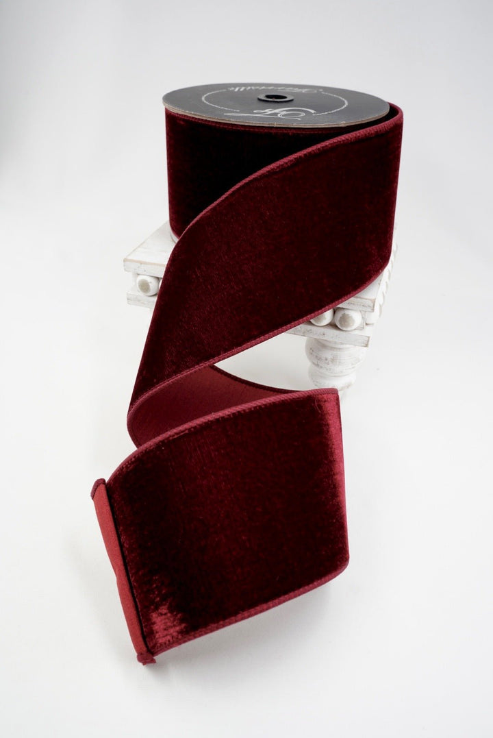 Farrisilk Burgundy Velvet Wired Ribbon - 4" - Greenery MarketWired RibbonRG804-11