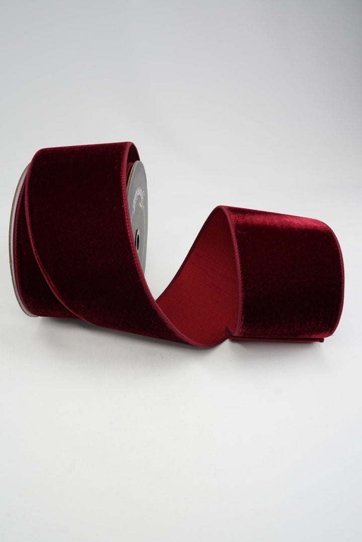 Farrisilk Burgundy Velvet Wired Ribbon - 4" - Greenery MarketWired RibbonRG804-11