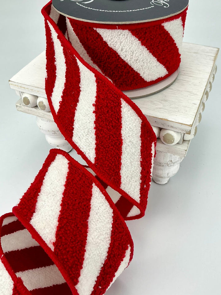 Farrisilk candy stripes red and white wired ribbon - 2.5” - Greenery Marketwired ribbonRK469 - 57