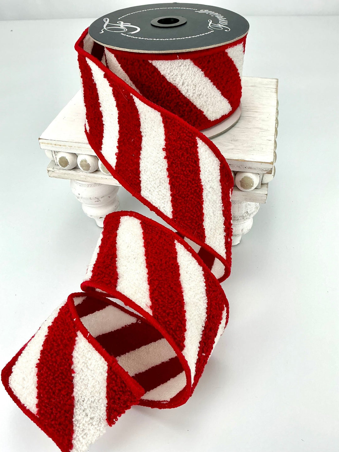 Farrisilk candy stripes red and white wired ribbon - 2.5” - Greenery Marketwired ribbonRK469 - 57