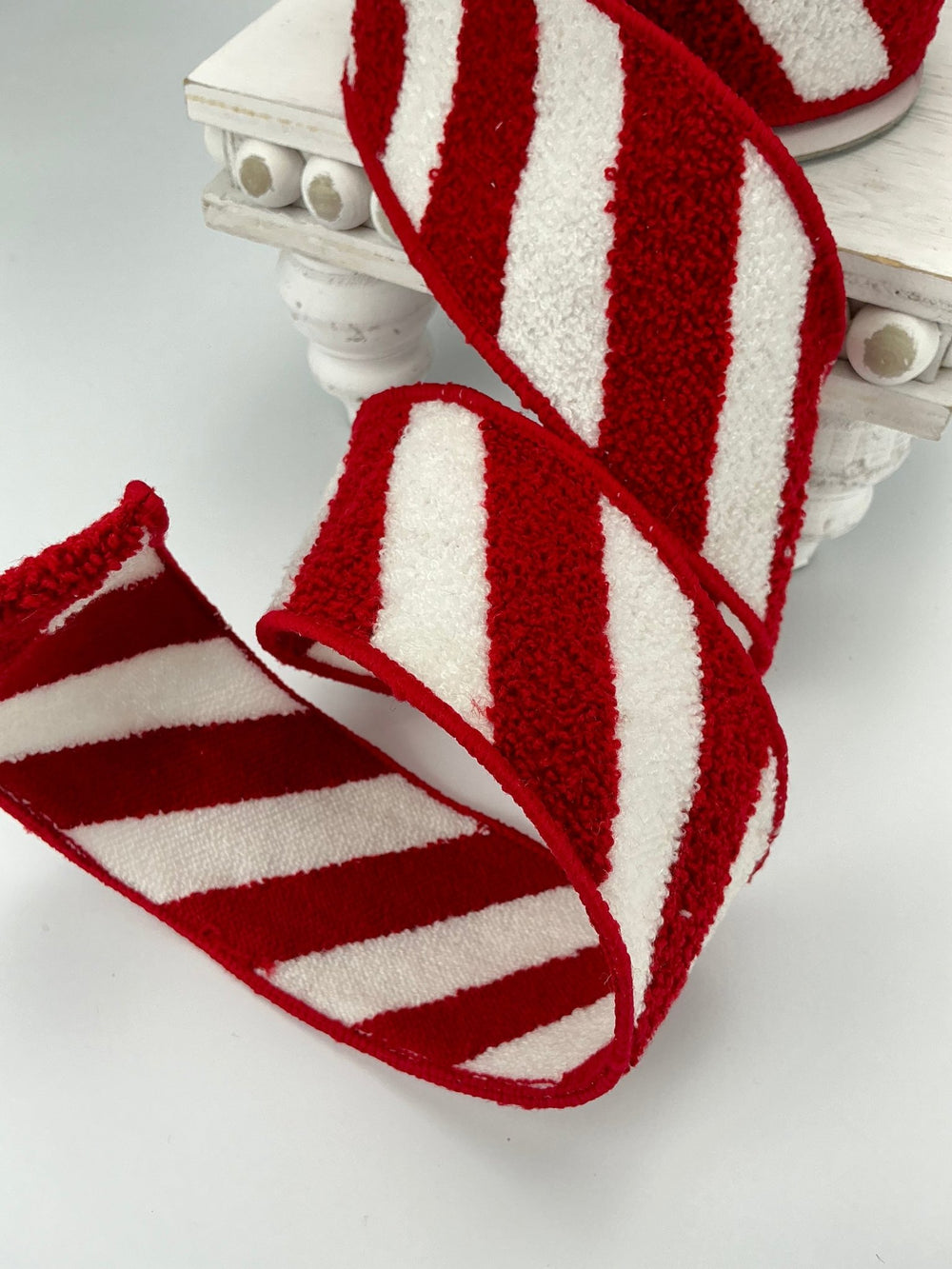 Farrisilk candy stripes red and white wired ribbon - 2.5” - Greenery Marketwired ribbonRK469 - 57