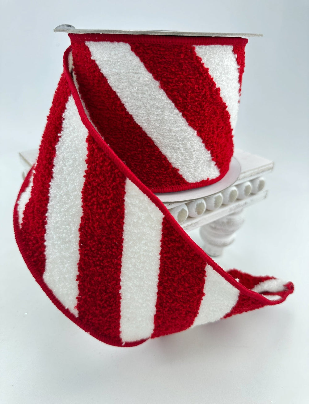 Farrisilk candy stripes red and white wired ribbon - 4” - Greenery Marketwired ribbonRk470-57