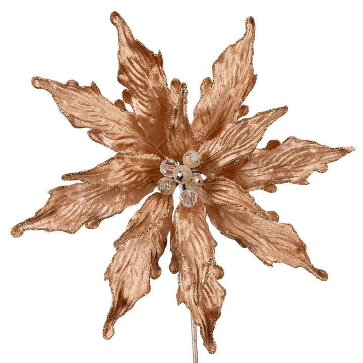 Farrisilk Cappuccino Plush Poinsettia Clip - 10" - Greenery MarketCF066 - 29