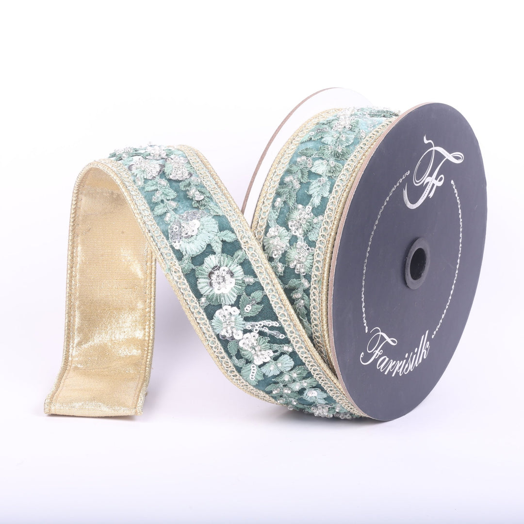 Farrisilk Celadon Garden Glint Wired Ribbon - 1.75" - Greenery MarketWired RibbonRK987-75