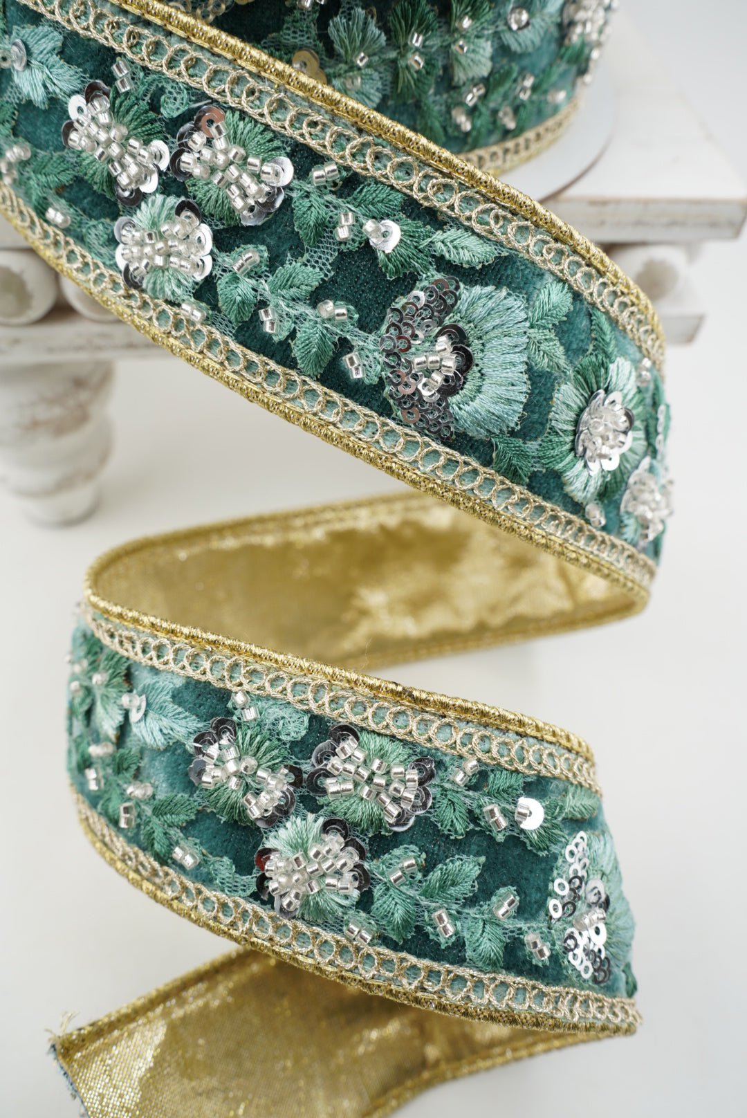Farrisilk Celadon Garden Glint Wired Ribbon - 1.75" - Greenery MarketWired RibbonRK987-75