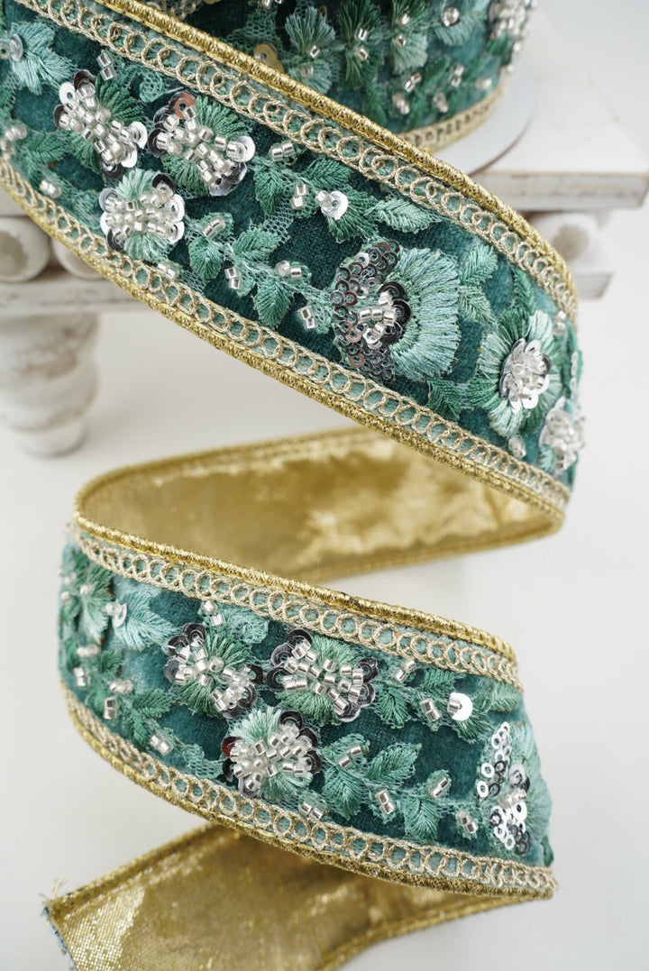 Farrisilk Celadon Garden Glint Wired Ribbon - 1.75" - Greenery MarketWired RibbonRK987-75