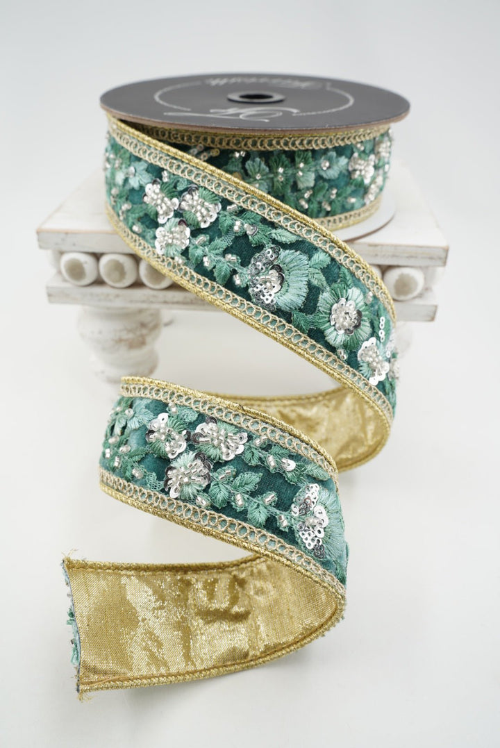 Farrisilk Celadon Garden Glint Wired Ribbon - 1.75" - Greenery MarketWired RibbonRK987-75