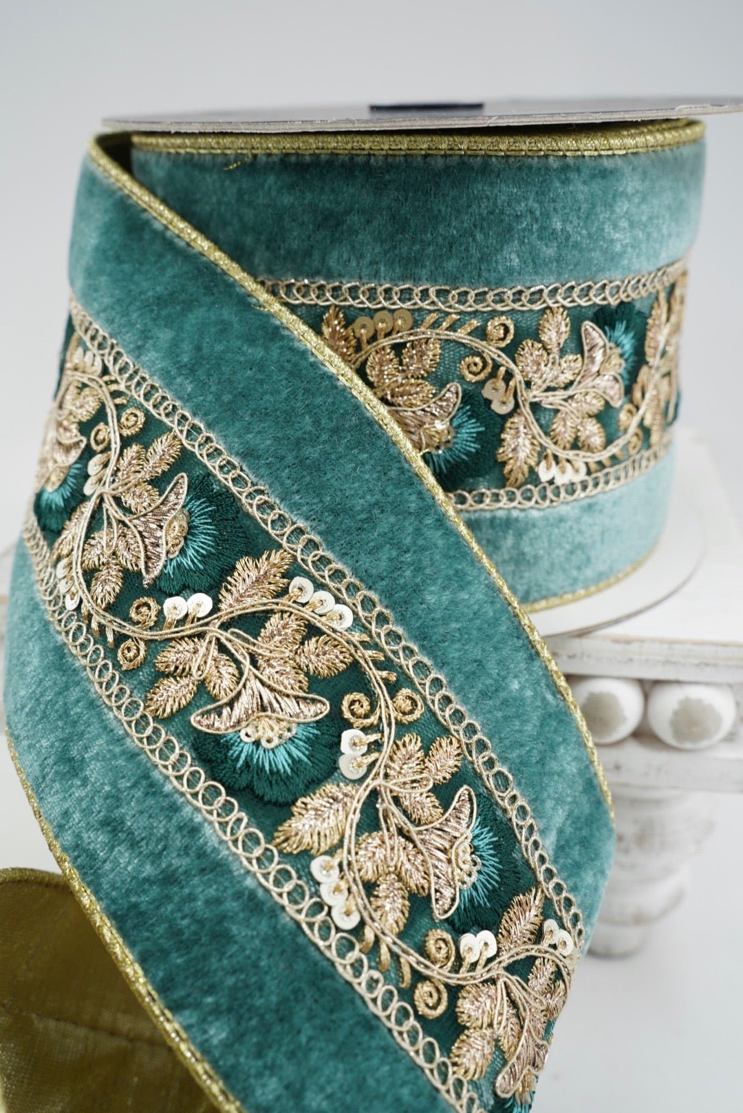 Farrisilk Celadon Vintage Tapestry Wired Ribbon - 4" - Greenery MarketWired RibbonRK835-75