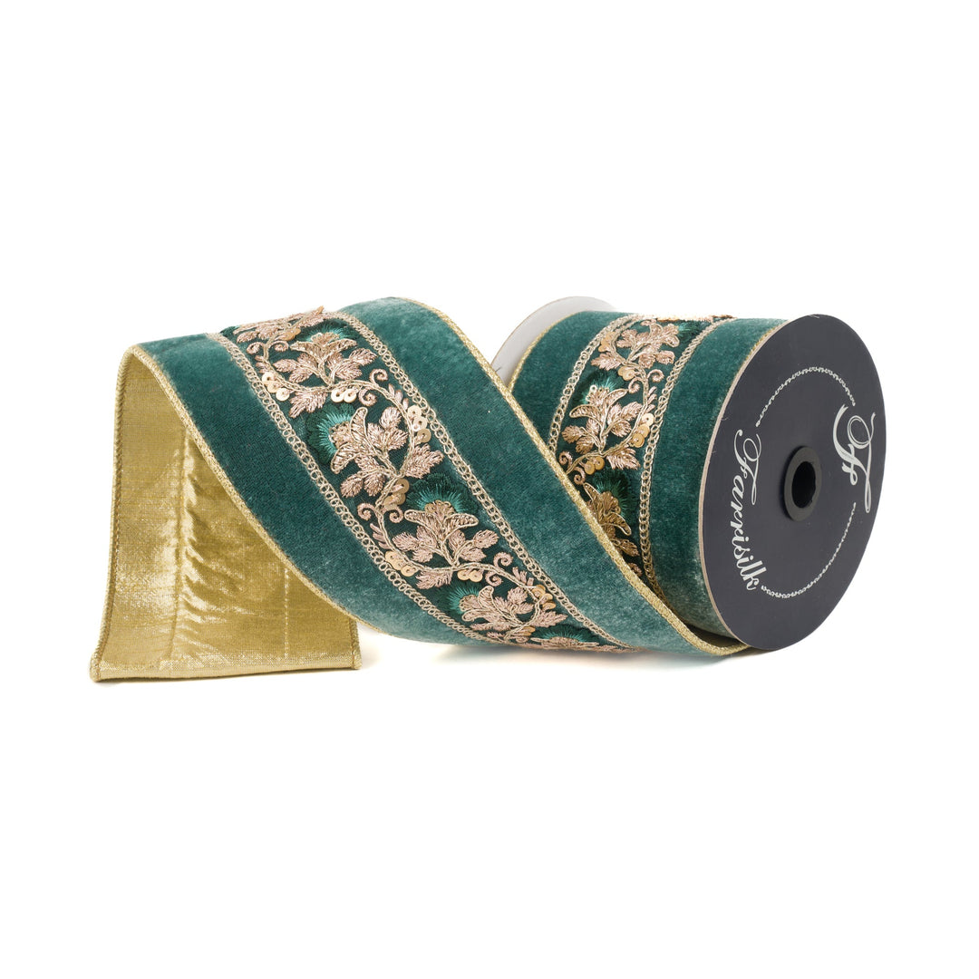 Farrisilk Celadon Vintage Tapestry Wired Ribbon - 4" - Greenery MarketWired RibbonRK835-75