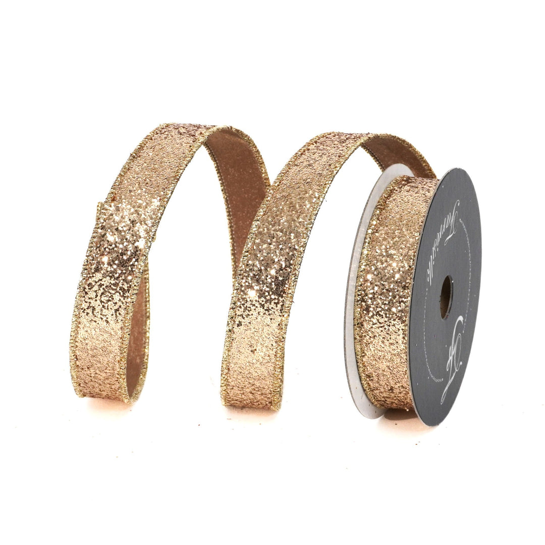 Farrisilk Champagne Glitter Magic Wired Ribbon - 1" - Greenery MarketWired RibbonRS376-93