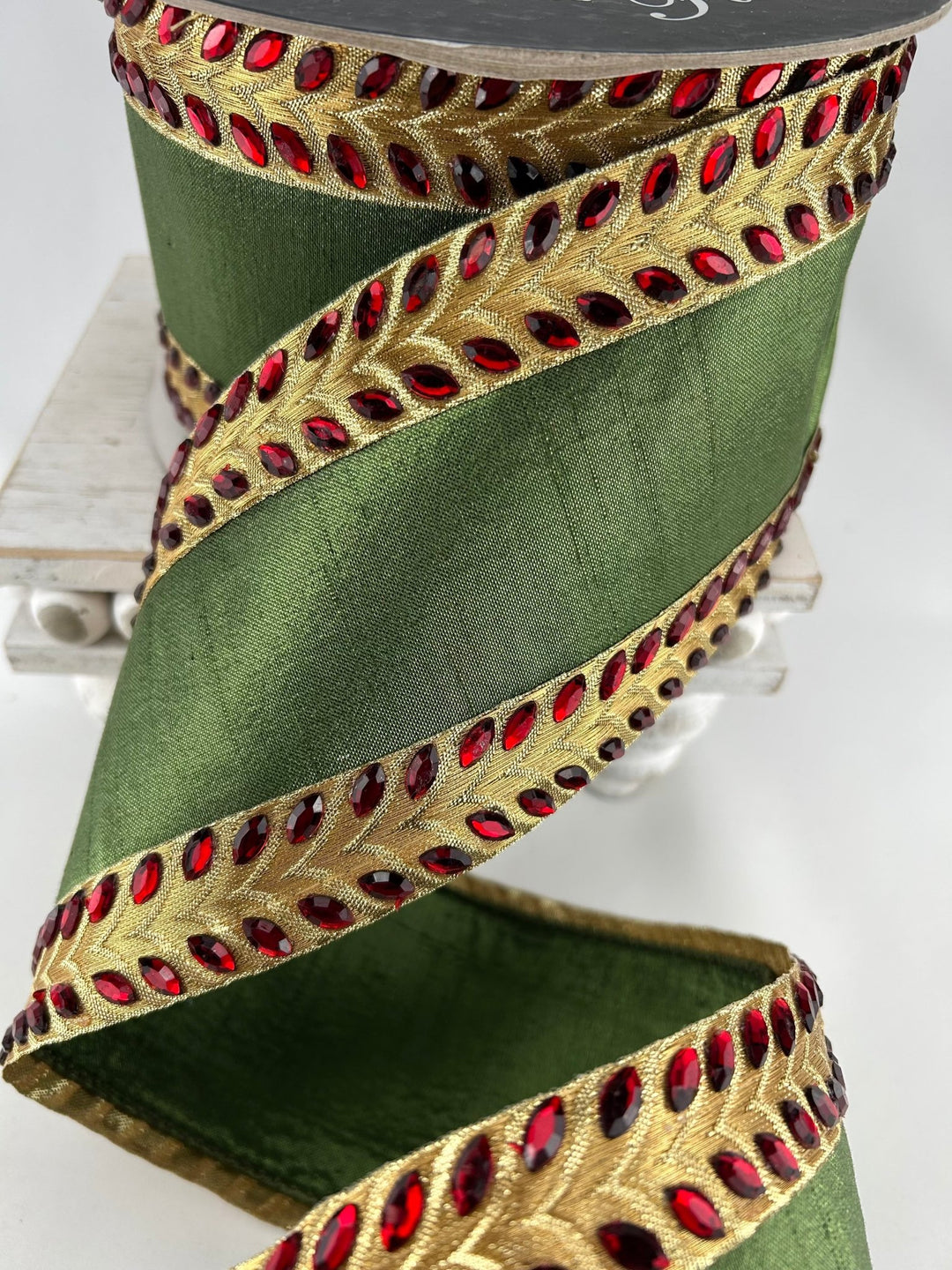 Farrisilk Chevron Jewel Wired Ribbon - 4” - Greenery Marketwired ribbonRG585-47