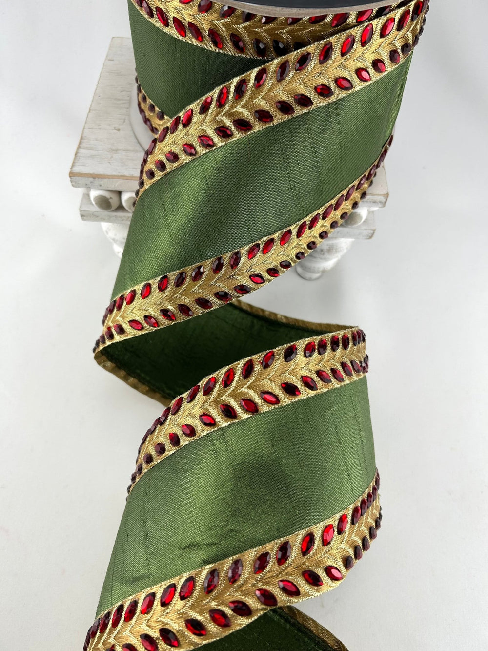 Farrisilk Chevron Jewel Wired Ribbon - 4” - Greenery Marketwired ribbonRG585-47
