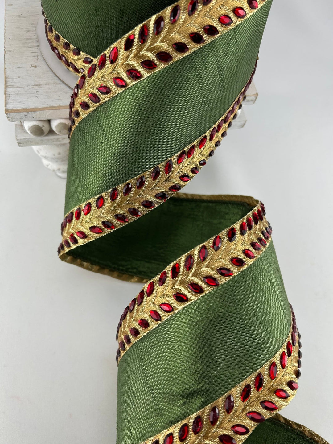 Farrisilk Chevron Jewel Wired Ribbon - 4” - Greenery Marketwired ribbonRG585-47