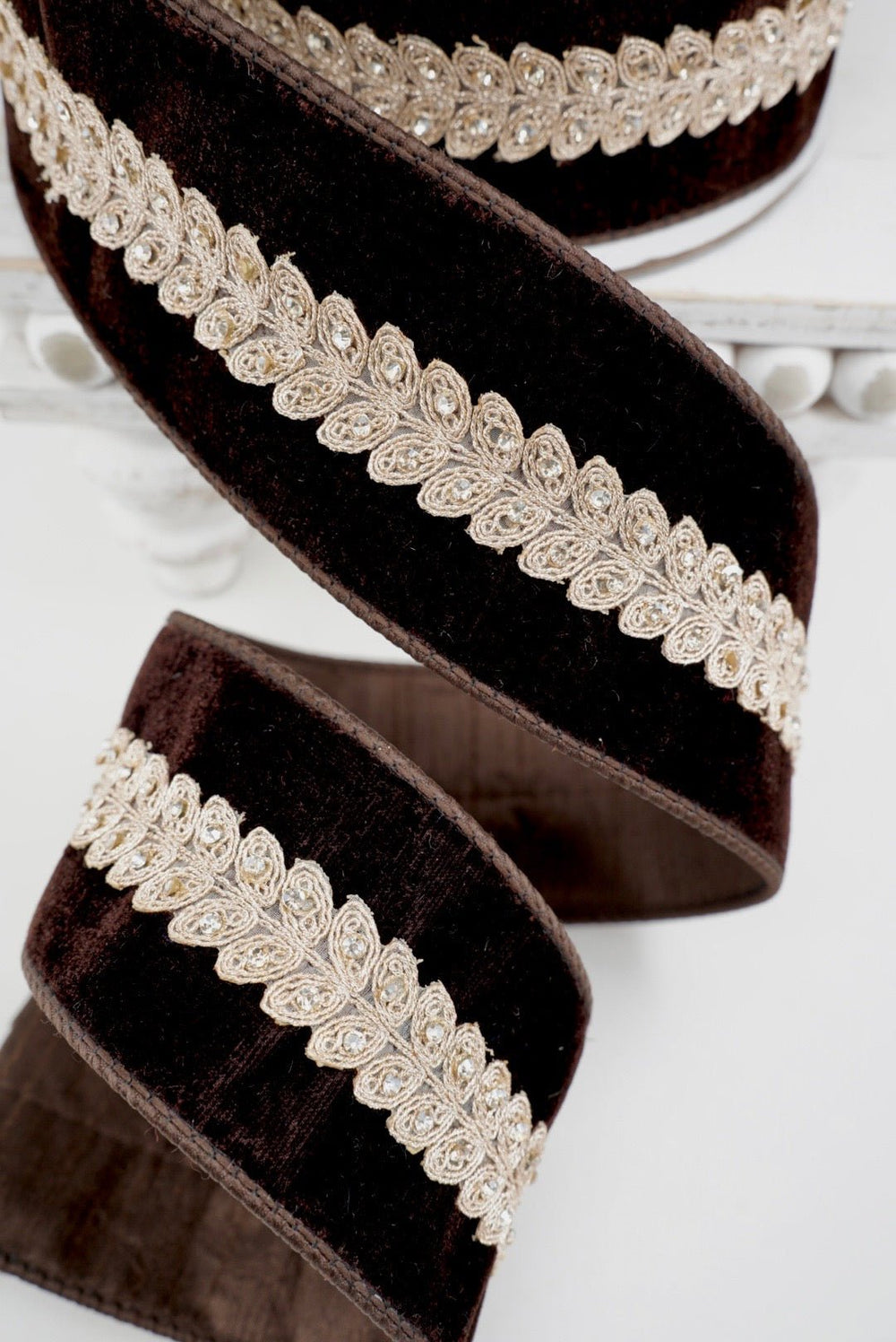 Farrisilk Chocolate Diamond Garland Wired Ribbon - 2.5" - Greenery MarketWired RibbonRJ001-23
