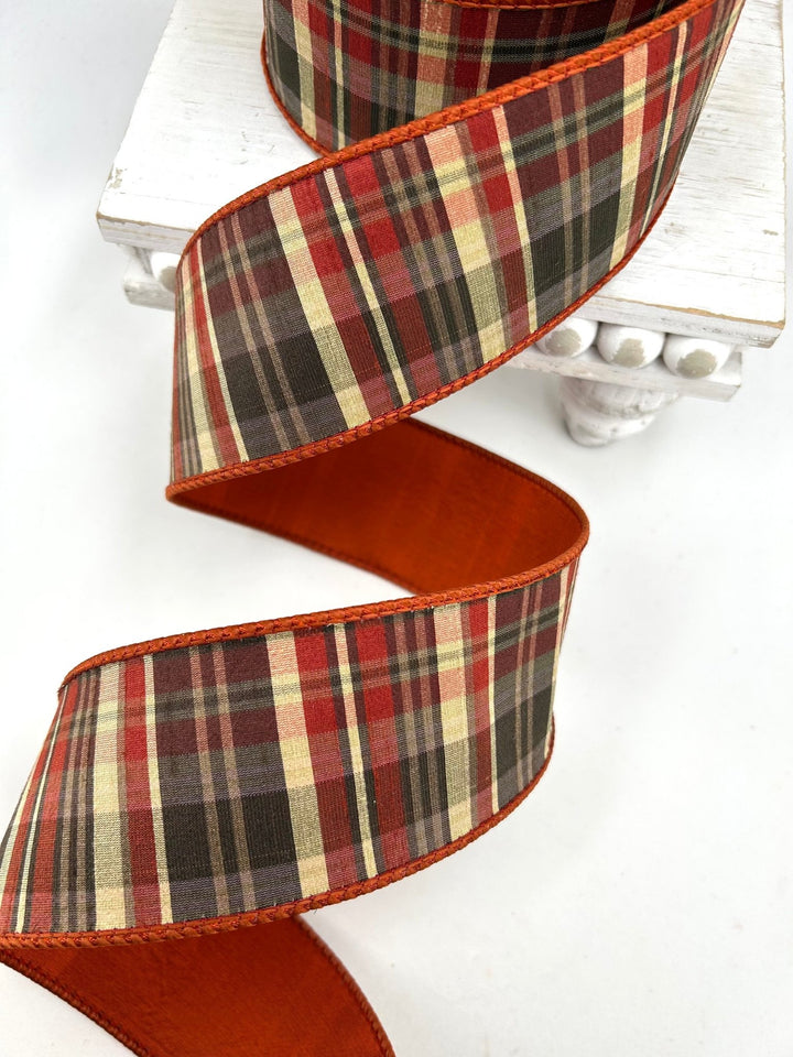 Farrisilk Cinnamon Multi Christmas Plaid Wired Ribbon - 2.5" - Greenery MarketWired RibbonRM002-02