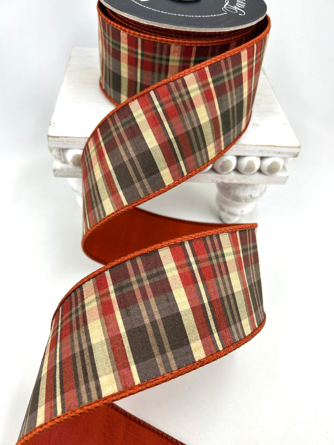 Farrisilk Cinnamon Multi Christmas Plaid Wired Ribbon - 2.5" - Greenery MarketWired RibbonRM002-02