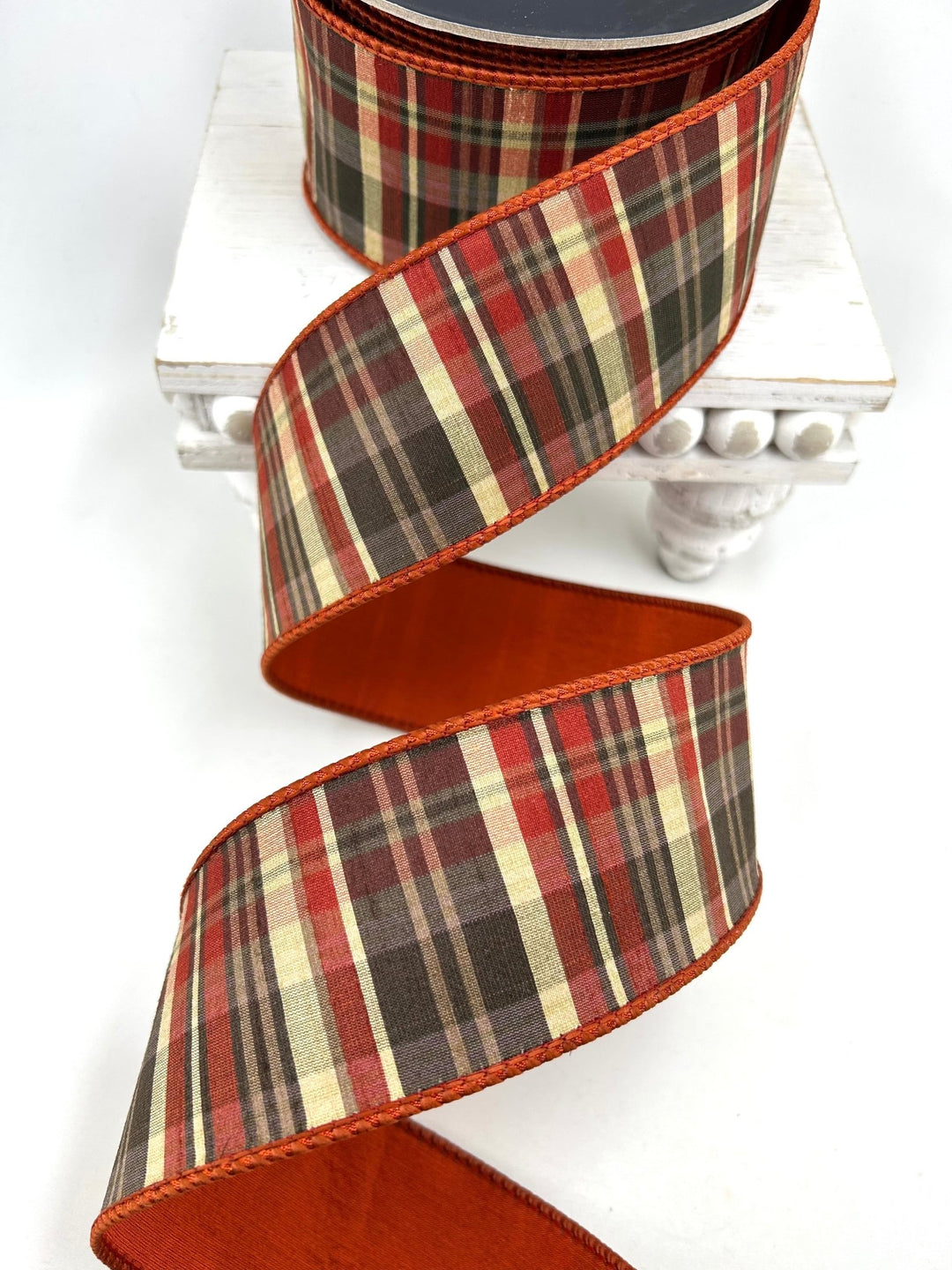 Farrisilk Cinnamon Multi Christmas Plaid Wired Ribbon - 2.5" - Greenery MarketWired RibbonRM002-02