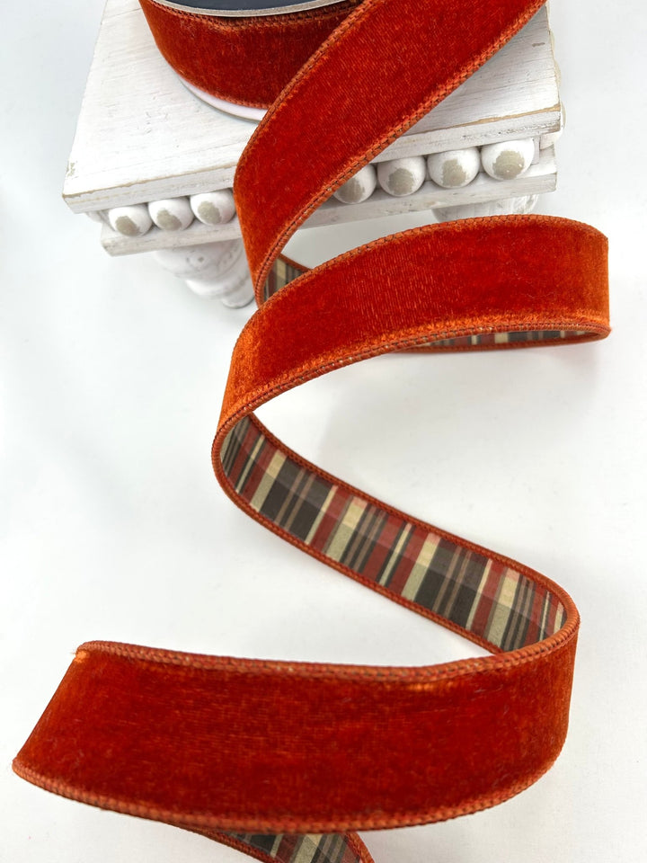 Farrisilk Cinnamon Multi Plaid Plush Double Sided Wired Ribbon - 1.5" - Greenery MarketWired RibbonRM004-02