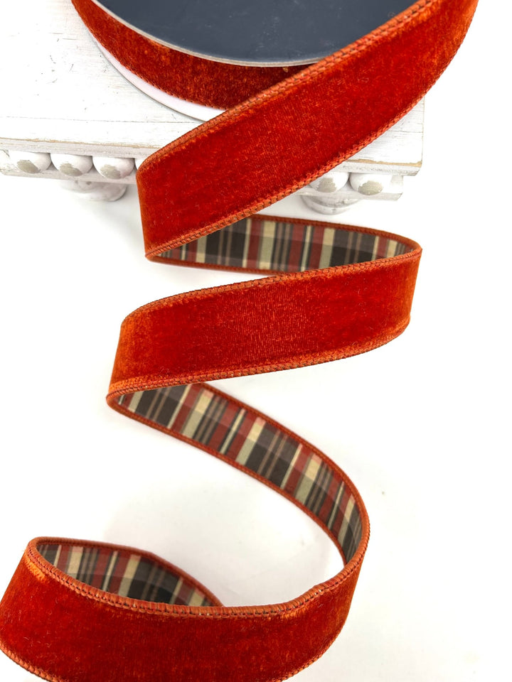 Farrisilk Cinnamon Multi Plaid Plush Double Sided Wired Ribbon - 1.5" - Greenery MarketWired RibbonRM004-02