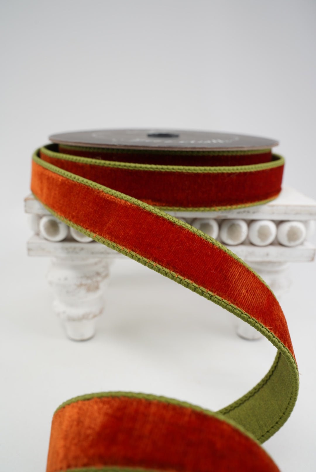 Farrisilk Cinnamon & Olive 2 Tone Velvet Wired Ribbon - 1" - Greenery MarketWired RibbonRK130-04