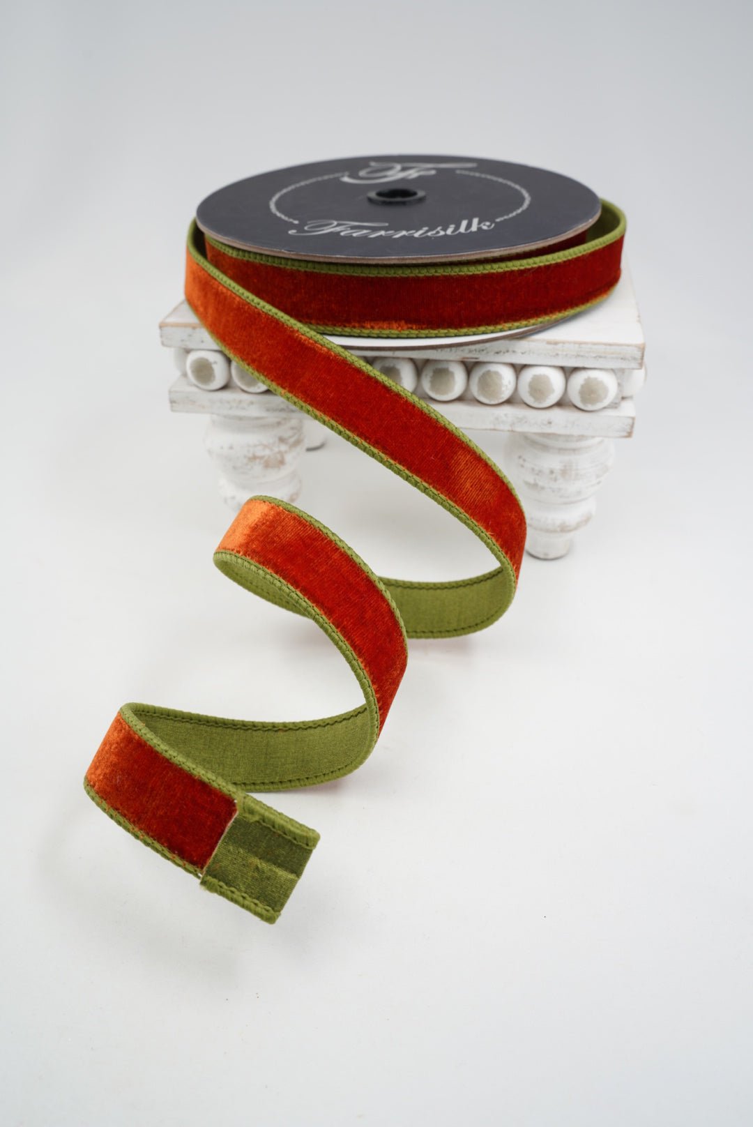 Farrisilk Cinnamon & Olive 2 Tone Velvet Wired Ribbon - 1" - Greenery MarketWired RibbonRK130-04