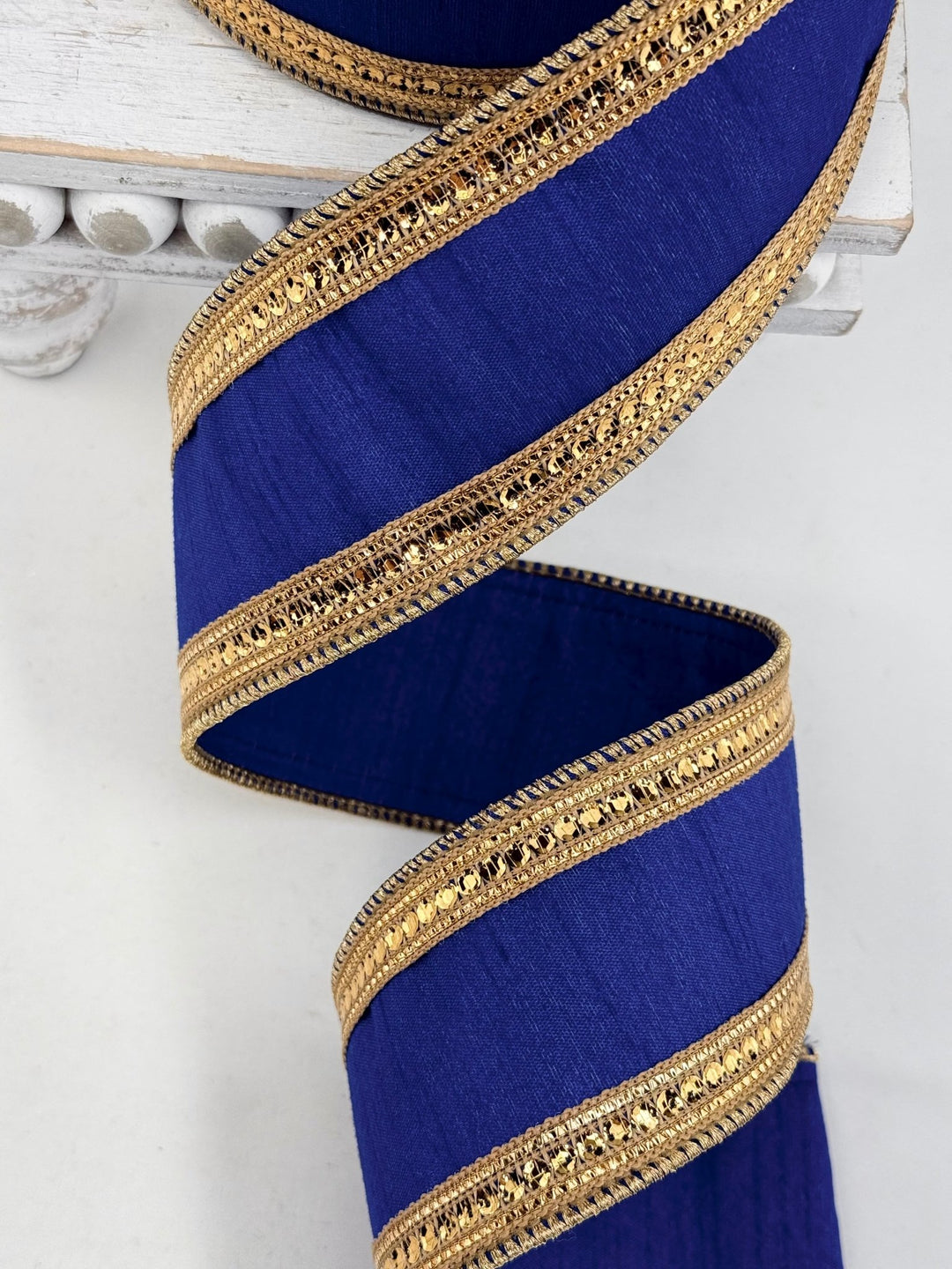Farrisilk Cobalt Twinkle Borders Wired Ribbon - 2.5" - Greenery MarketWired RibbonRK903-68