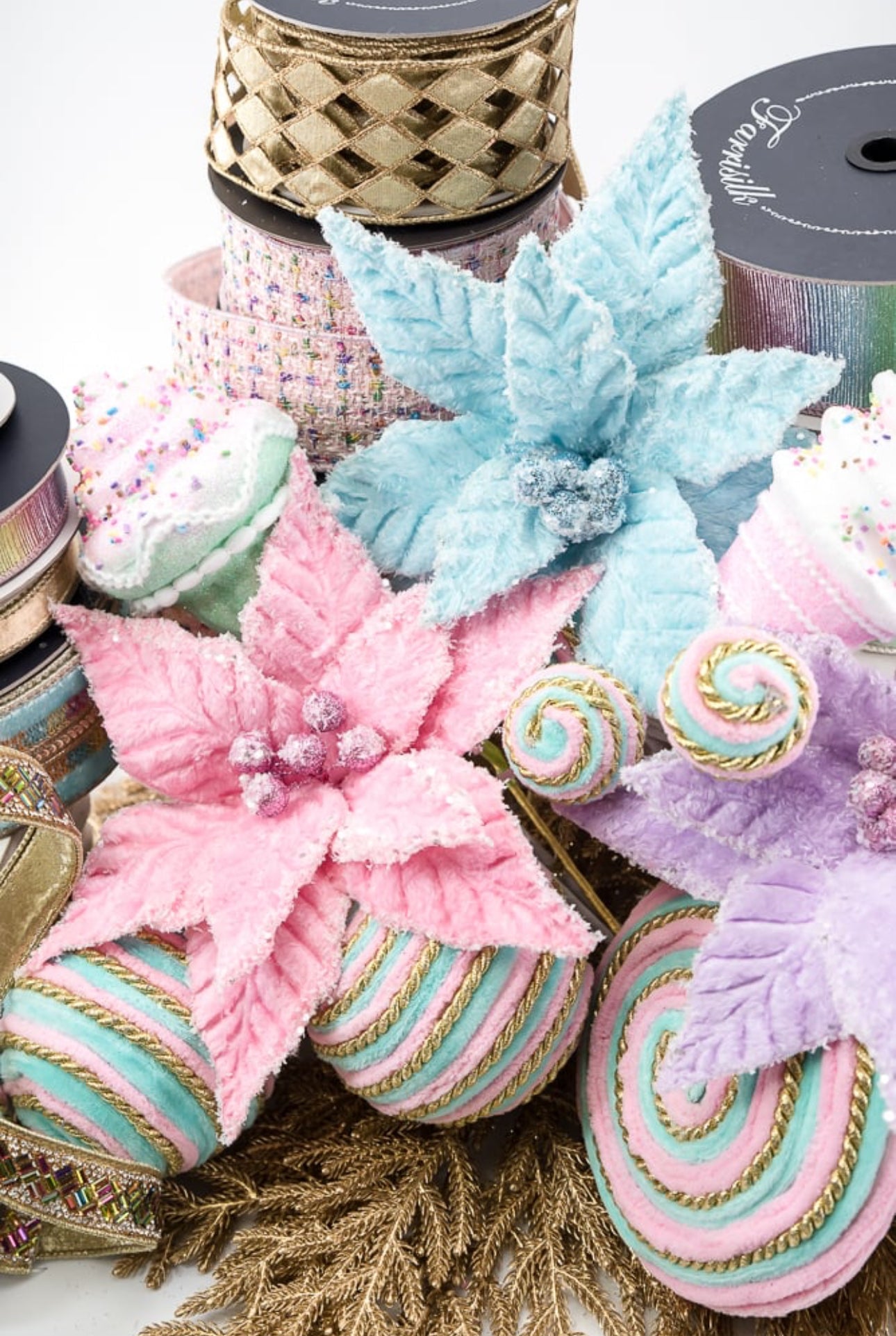 Farrisilk, confetti tweed wired ribbon 2.5” - Greenery Market