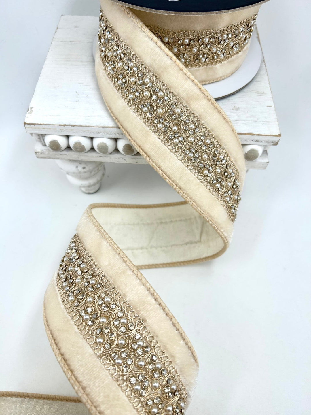 Farrisilk Cream Opuleat Wired Ribbon - 2.5" - Greenery MarketWired RibbonRK992-01