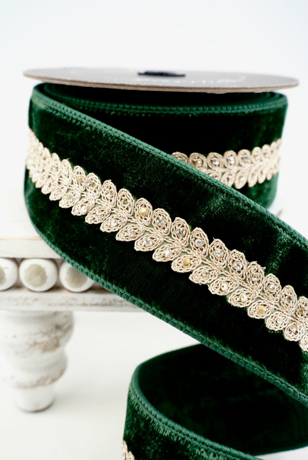 Farrisilk Dark Pine Diamond Garland Wired Ribbon - 2.5" - Greenery MarketWired RibbonRJ001-38