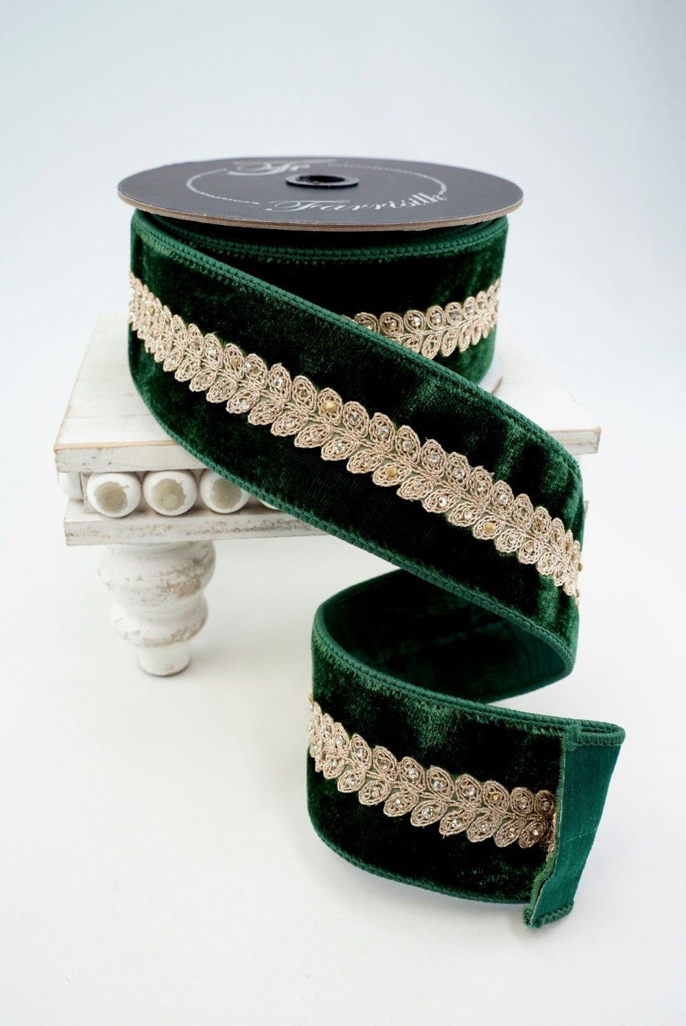 Farrisilk Dark Pine Diamond Garland Wired Ribbon - 2.5" - Greenery MarketWired RibbonRJ001-38