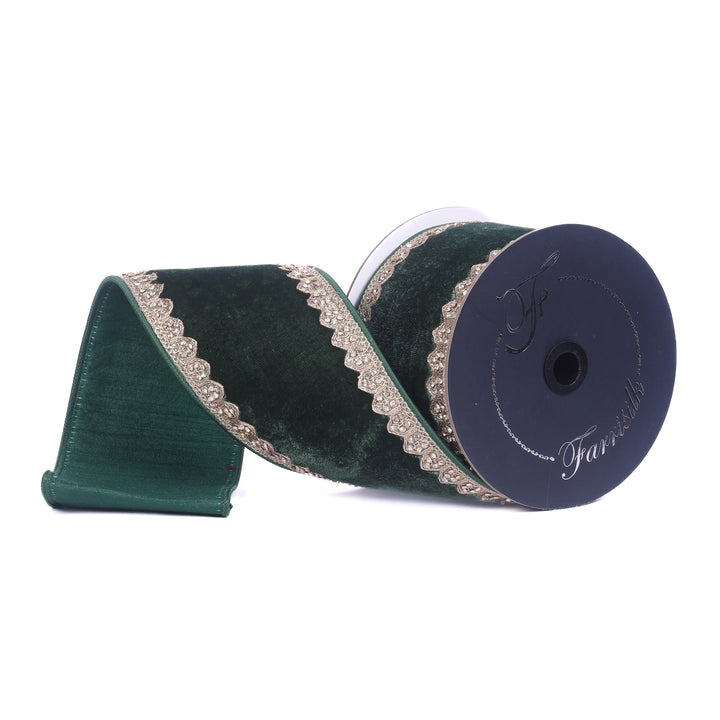 Farrisilk Dark Pine Sherwood Forest Wired Ribbon - 4" - Greenery MarketWired RibbonRJ010-38