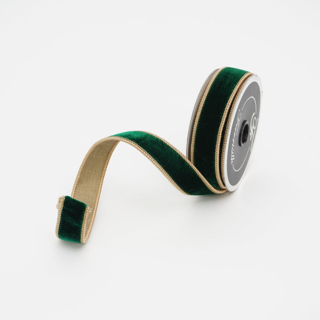 Farrisilk Emerald & Gold 2 Tone Velvet Wired Ribbon - 1" - Greenery MarketWired RibbonRK130-10