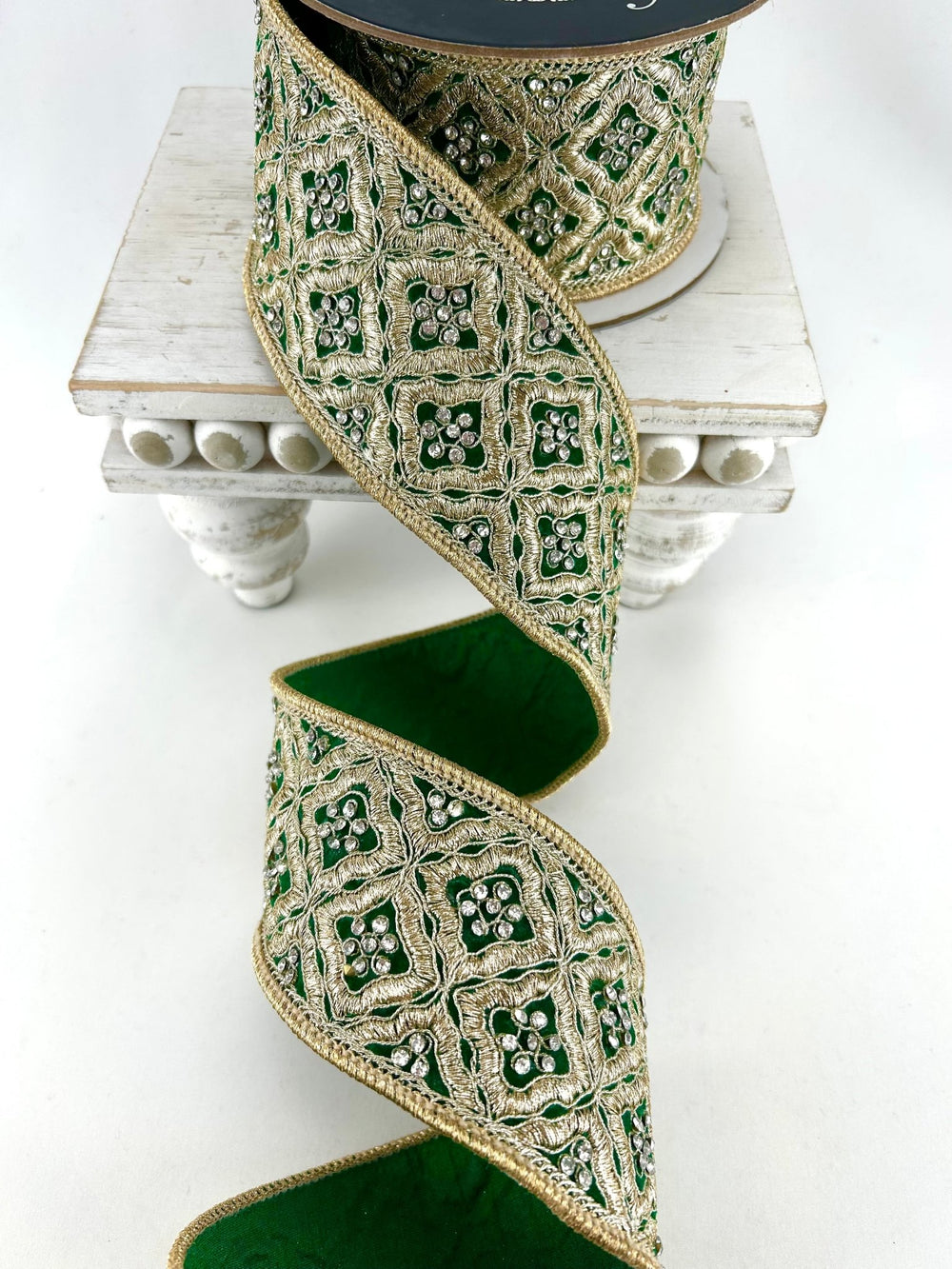 Farrisilk Emerald Heirloom Tapestry Wired Ribbon - 3" - Greenery MarketWired RibbonRK803-55