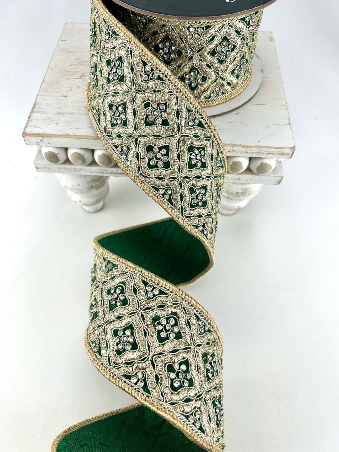 Farrisilk Emerald Heirloom Tapestry Wired Ribbon - 3" - Greenery MarketWired RibbonRK803-55