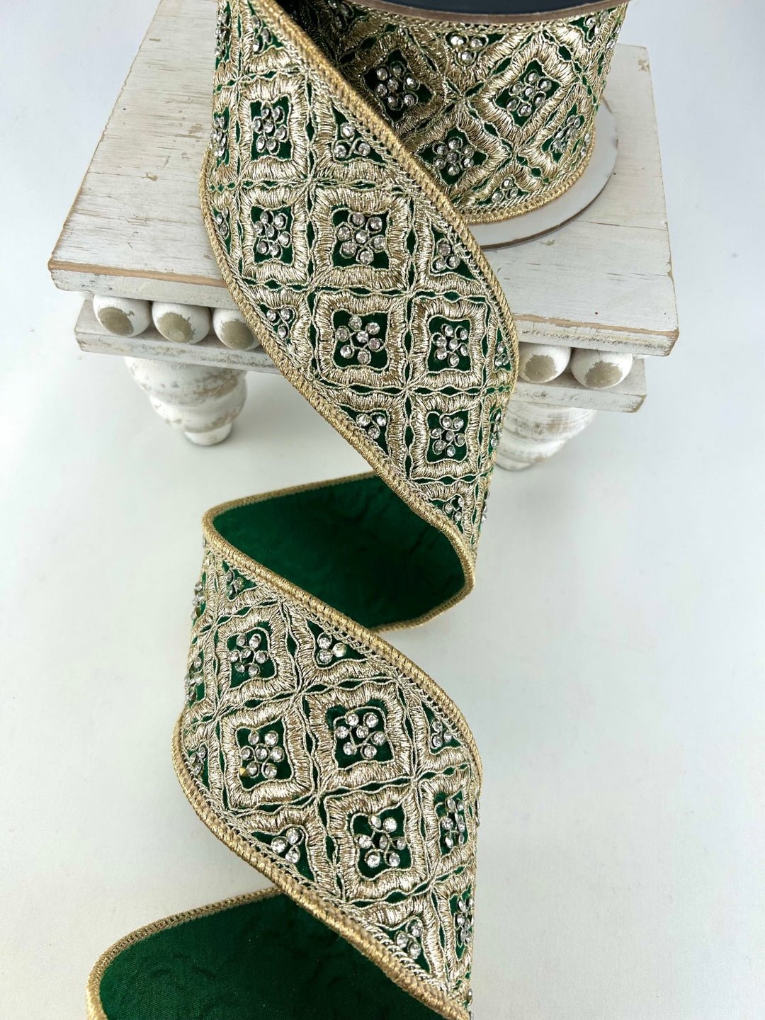 Farrisilk Emerald Heirloom Tapestry Wired Ribbon - 3" - Greenery MarketWired RibbonRK803-55
