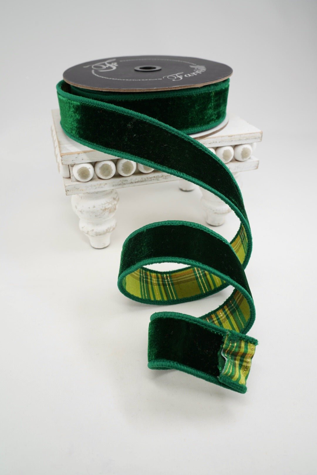 Farrisilk Emerald & Lime Plaid Plush Wired Ribbon - 1.5" - Greenery MarketWired RibbonRM004-04