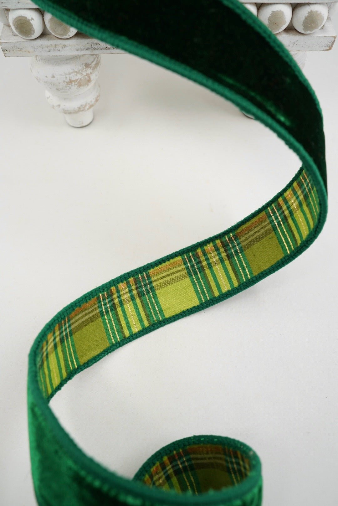 Farrisilk Emerald & Lime Plaid Plush Wired Ribbon - 1.5" - Greenery MarketWired RibbonRM004-04