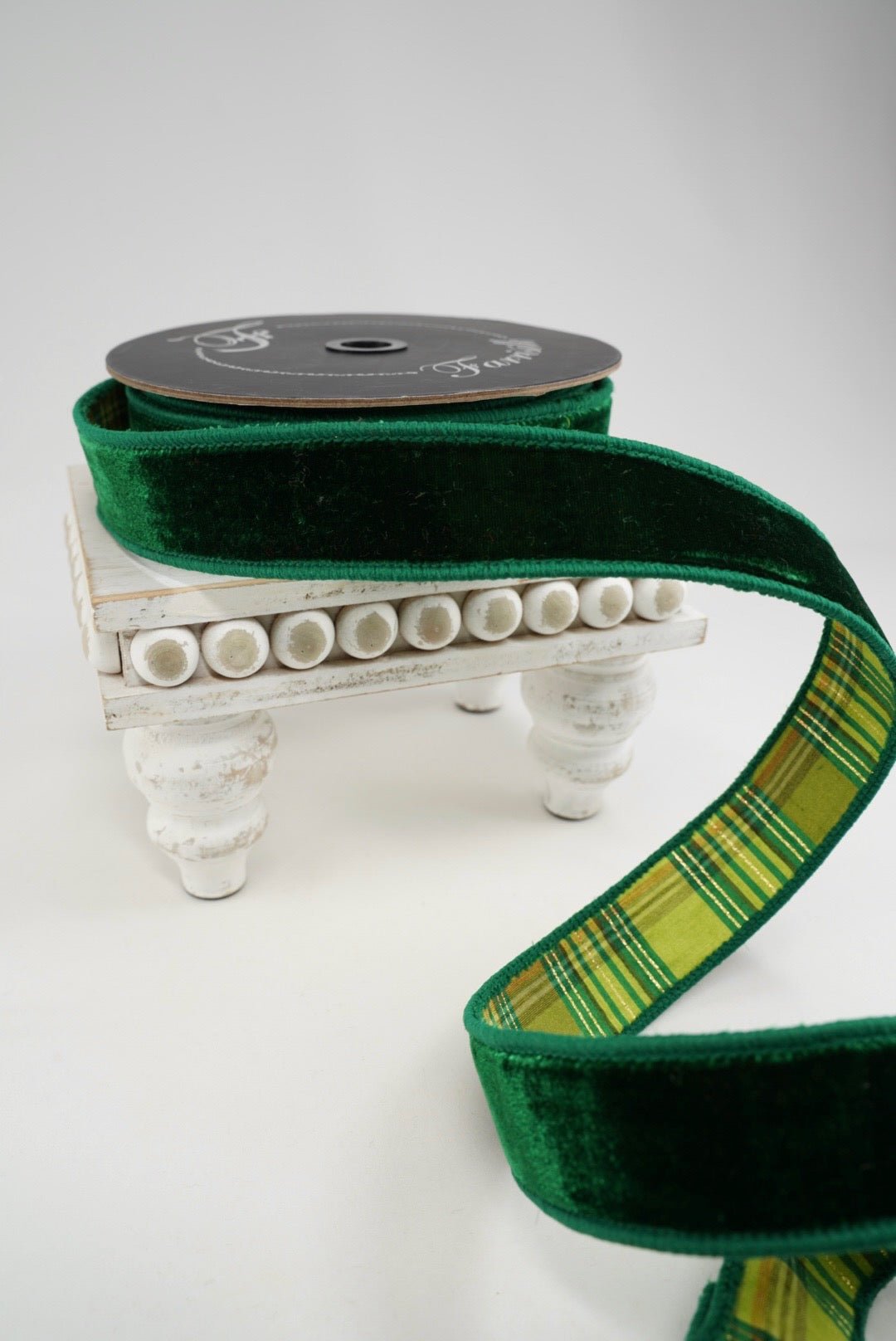 Farrisilk Emerald & Lime Plaid Plush Wired Ribbon - 1.5" - Greenery MarketWired RibbonRM004-04