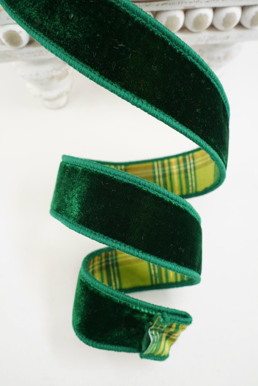 Farrisilk Emerald & Lime Plaid Plush Wired Ribbon - 1.5" - Greenery MarketWired RibbonRM004-04