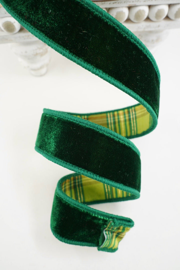 Farrisilk Emerald & Lime Plaid Plush Wired Ribbon - 1.5" - Greenery MarketWired RibbonRM004-04