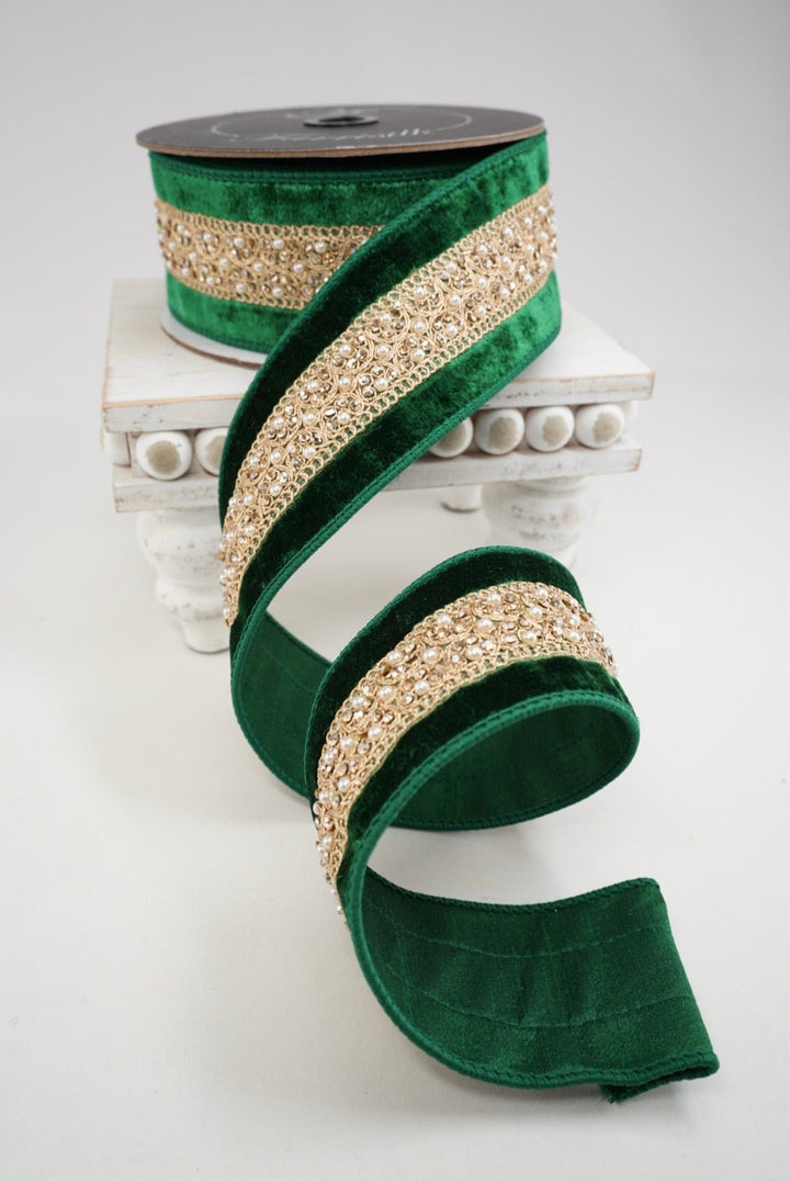 Farrisilk Emerald Opuleat Wired Ribbon - 2.5" - Greenery MarketWired RibbonRK992-55