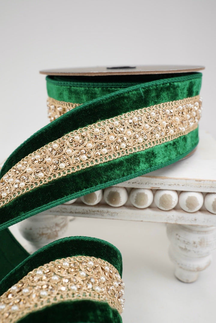 Farrisilk Emerald Opuleat Wired Ribbon - 2.5" - Greenery MarketWired RibbonRK992-55