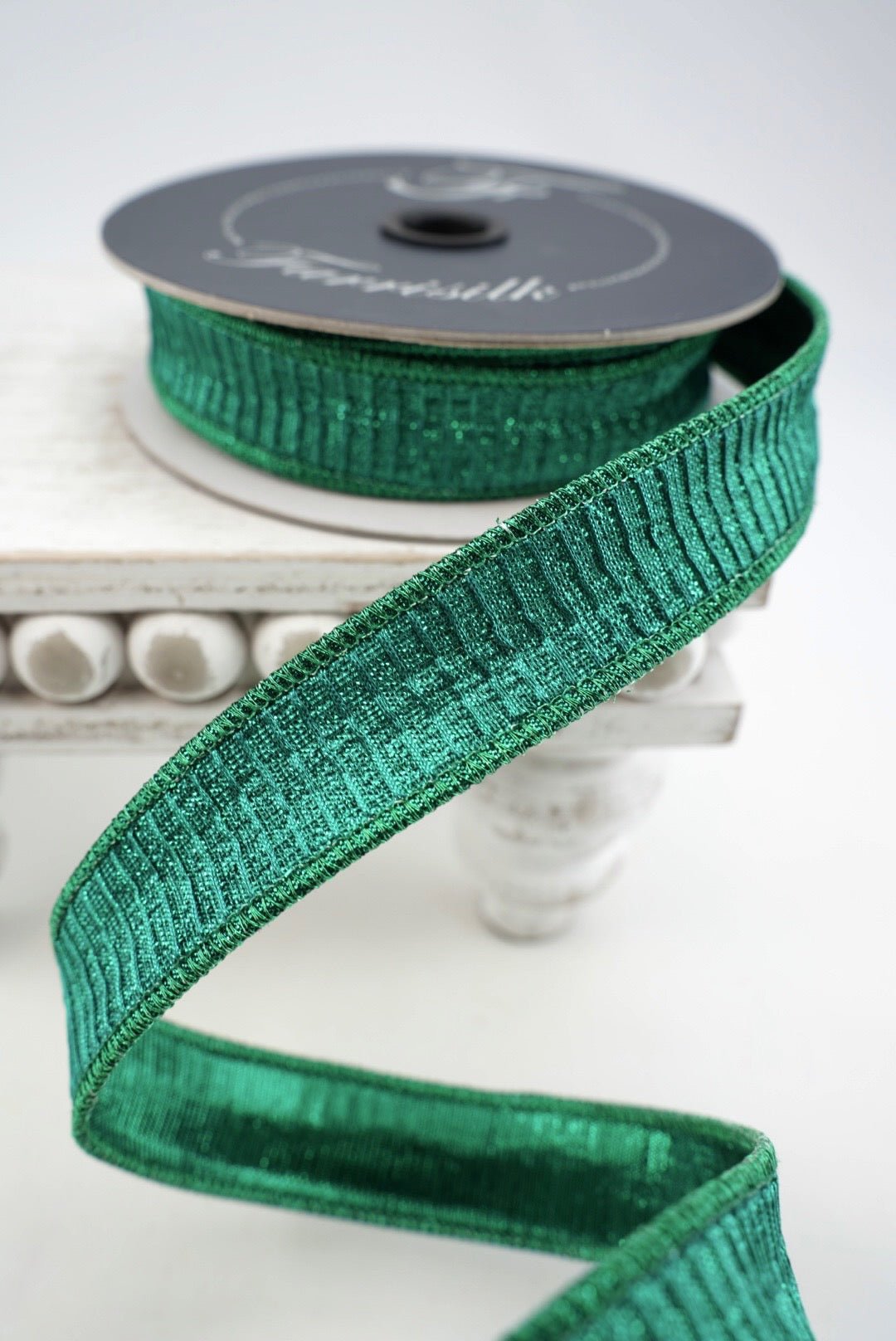 Farrisilk Emerald Pleated Metallic Wired Ribbon - 1" - Greenery MarketWired RibbonRK437-55