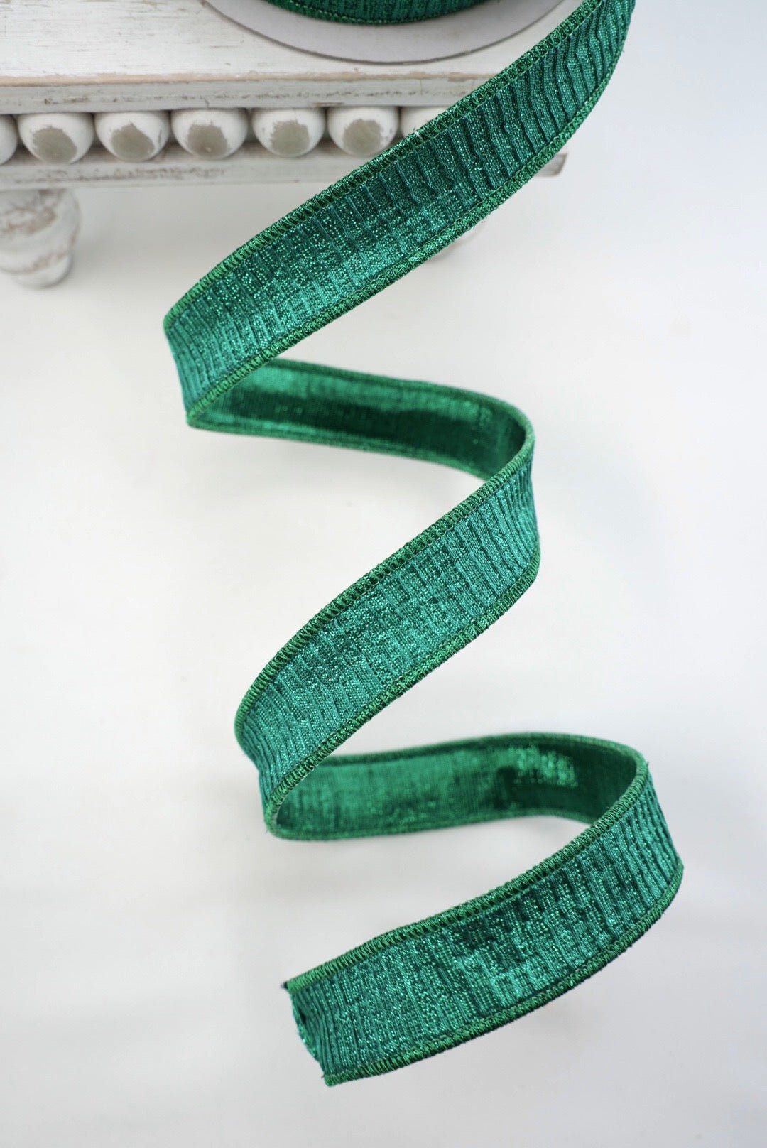 Farrisilk Emerald Pleated Metallic Wired Ribbon - 1" - Greenery MarketWired RibbonRK437-55